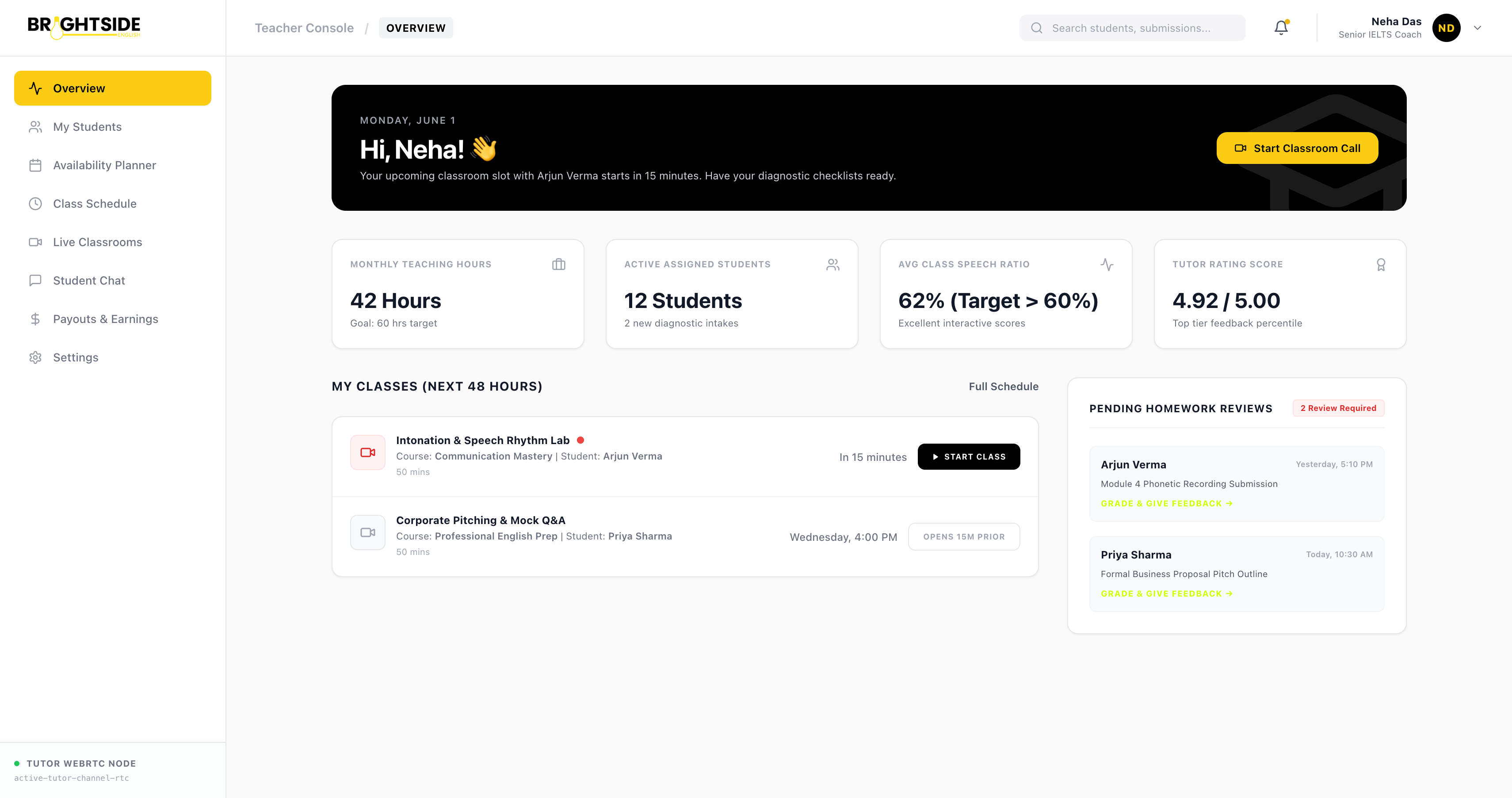 Teacher Dashboard Preview