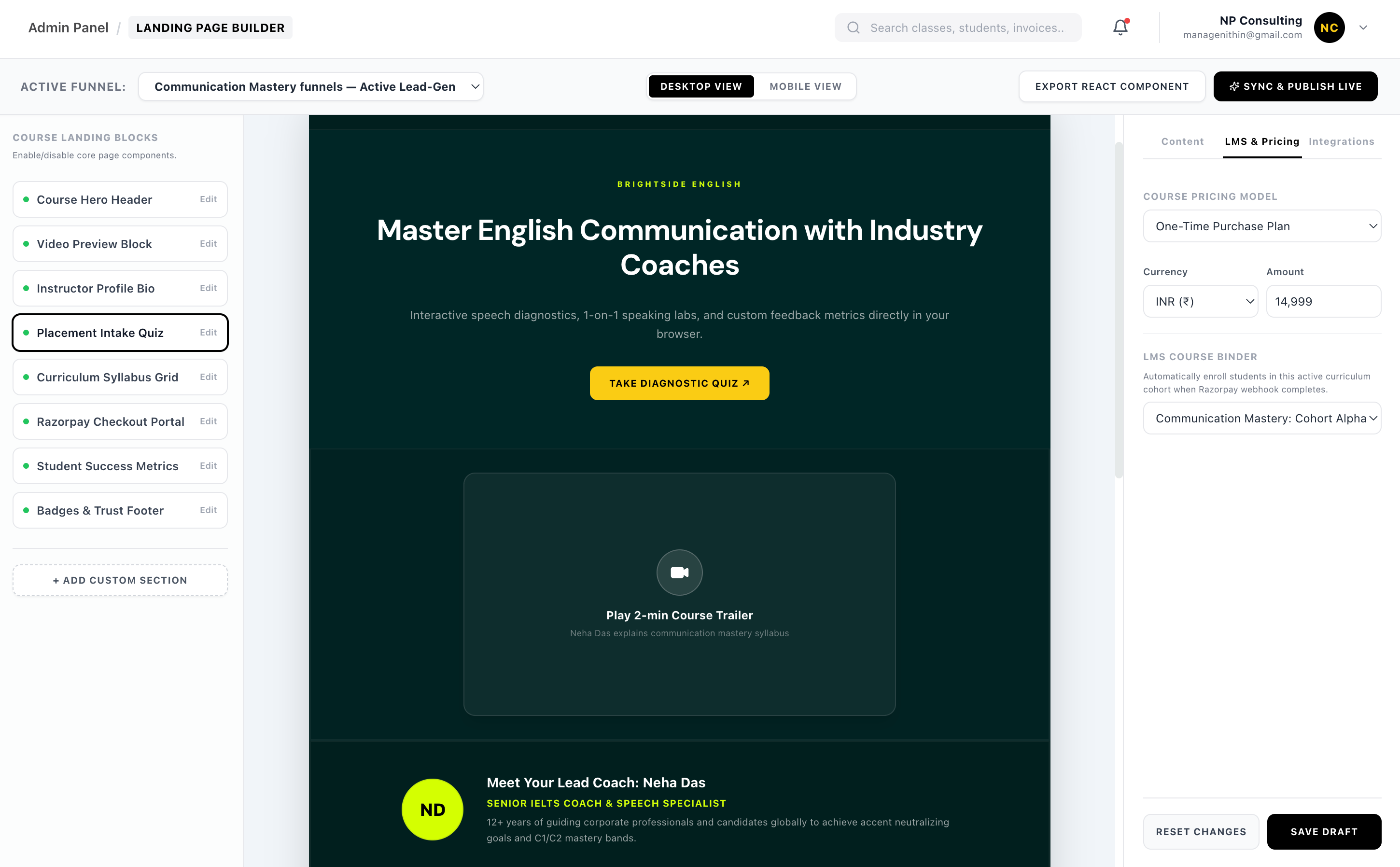 Custom Landing Page Builder
